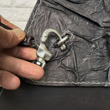 Handcrafted Vegetal Rustic Black Leather Embossed Skull Motorcycle Left Side Saddlebag-Harley Davidson Softail-Universal Swingarm Bag