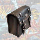Handcrafted Rustic Brown Genuine Vegetal Leather Right Side Saddle Bag with Conchos-Gift Universal-Harley Davidson Sportster Swingarm Bag