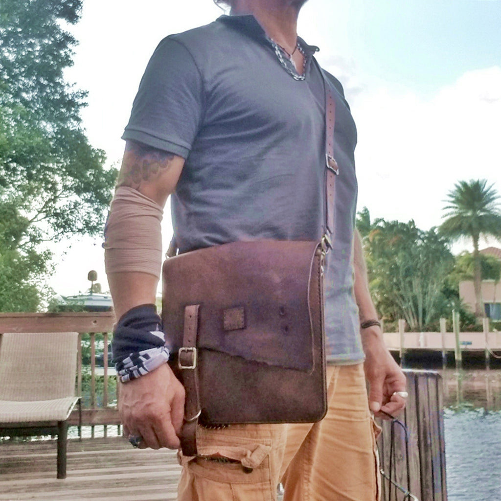 Postman leather online bag