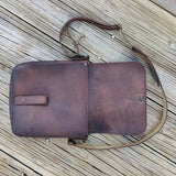 Handcrafted Genuine Vegetal Rustic Brown Embossed Skull Leather Postman Shoulder Bag-Gift Cross Body Bag-Leather Messenger Bag