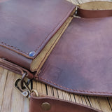 Handcrafted Genuine Vegetal Rustic Brown Embossed Skull Leather Postman Shoulder Bag-Gift Cross Body Bag-Leather Messenger Bag