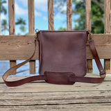 Handcrafted Genuine Vegetal Rustic Brown Embossed Skull Leather Postman Shoulder Bag-Gift Cross Body Bag-Leather Messenger Bag