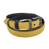 Quality 0.6 inches Width Black Yellow Color Double Sided Genuine Vegetal Leather Sport Belt for Everyday Use-Gift Ideas