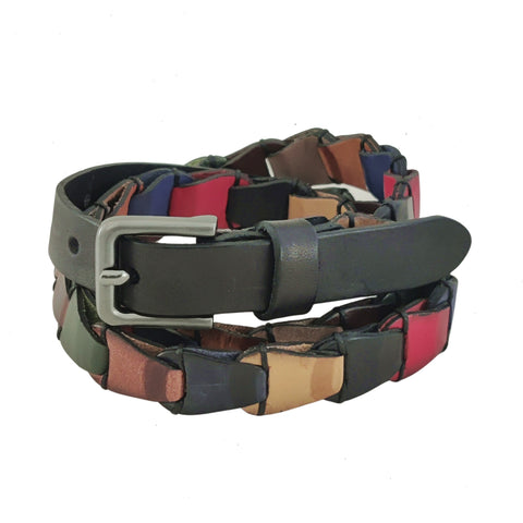 Quality Women 0.6 inches Width Colored Genuine Vegetal Leather Rib Style Sport Belt for Everyday Use-Gift Ideas
