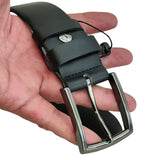 Quality 1.6 inches Width Black Genuine Vegetal Leather Sport Belt for Everyday Use-Gift Ideas