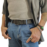 Quality 1.6 inches Width Black Genuine Vegetal Leather Sport Belt for Everyday Use-Gift Ideas