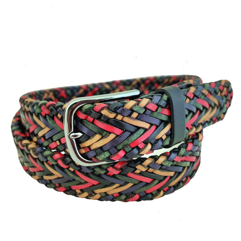 Quality 1.3 inches Width Colorful Hand Braided  Genuine Vegetal Leather Sport Belt for Everyday Use-Gift Ideas