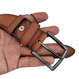 Quality 1.6 inches Width Brown Genuine Vegetal Leather Sport Belt for Everyday Use-Gift Ideas