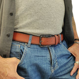 Quality 1.6 inches Width Brown Genuine Vegetal Leather Sport Belt for Everyday Use-Gift Ideas