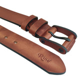 Quality 1.6 inches Width Brown Genuine Vegetal Leather Sport Belt With Leather Buckle Set for Everyday Use-Gift Ideas