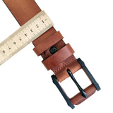 Quality 1.6 inches Width Brown Genuine Vegetal Leather Sport Belt With Leather Buckle Set for Everyday Use-Gift Ideas