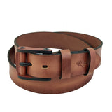 Quality 1.6 inches Width Brown Genuine Vegetal Leather Sport Belt With Leather Buckle Set for Everyday Use-Gift Ideas