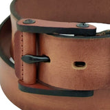Quality 1.6 inches Width Brown Genuine Vegetal Leather Sport Belt With Leather Buckle Set for Everyday Use-Gift Ideas