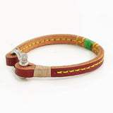 Handcrafted Brown Genuie Leather Unisex Marine Style Fashion Bracelet-Cuff-Stainless Shackle design bracelet