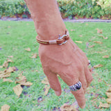 Handcrafted Brown Genuie Leather Unisex Marine Style Fashion Bracelet-Cuff-Stainless Shackle design bracelet