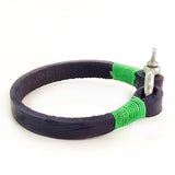 Handcrafted Small Black Genuie Leather Unisex Marine Style Fashion Bracelet-Cuff-Stainless Shackle design bracelet