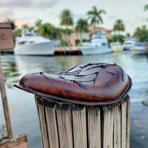 Handcrafted Brown Leather Motorcycle Solo Seat - Universal With Metal Frame