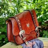 Handcrafted Vegetal Brown Leather Motorcycle Right Side Saddlebag with studs-Gift Universal and Harley Davidson Sportster Swingarm bag