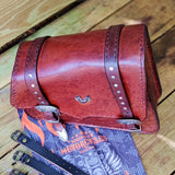 Handcrafted Vegetal Brown Leather Motorcycle Right Side Saddlebag with studs-Gift Universal and Harley Davidson Sportster Swingarm bag