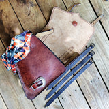 Handcrafted Vegetal Brown Leather Motorcycle Right Side Saddlebag with studs-Gift Universal and Harley Davidson Sportster Swingarm bag