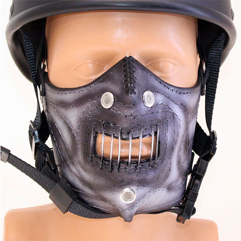 Hand Painted Vegetan Leather Bikers Mask (4467945930806)