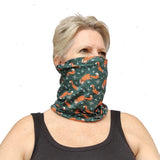 Neck Gaiter-Face Mask-Head Scarves-Headband-Foxes Design Green and Orange Color Bandana-Quality Gift Headwear Face Shield