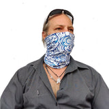 Neck Gaiter-Face Mask-Coolmax Bandana-Gulf-Turquoise and White Color Sports Wear-Quality Gift Active Purpose Headwear Face Shield