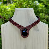 Boho Handcrafted Genuine Leather Choker with Onyx Setting - Quality Unisex Fashion Leather Jewelery