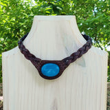 Boho Handcrafted Genuine Leather Choker with Turquoise Stone - Quality Unisex Fashion Leather Jewelery
