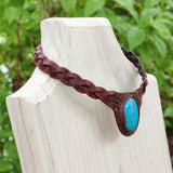 Boho Handcrafted Genuine Leather Choker with Turquoise Stone - Quality Unisex Fashion Leather Jewelery