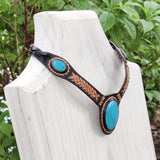 Boho Handcrafted Genuine Leather Choker with Turquoise Stone - Quality Unisex Fashion Leather Jewelery
