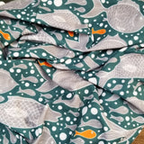 Neck Gaiter-Face Mask-Head Scarves-Headband-Flock Fish Design Green Bandana-Quality Gift Headwear-Face Shield