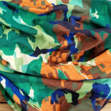 Neck Gaiter-Face Mask-Head Scarves-Headband-Pixel Camo-Green and Orange Color Bandana-Quality Gift Headwear Face Shield