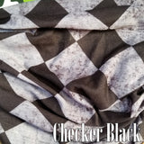 Neck Gaiter-Face Mask-Head Scarves-Headband-Checker Black Face Shield-Black Color-Hair Scarf-Bandana Headwear
