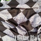Neck Gaiter-Face Mask-Head Scarves-Headband-Checker Black Face Shield-Black Color-Hair Scarf-Bandana Headwear
