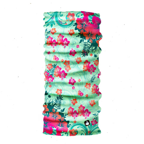Neck Gaiter-Face Mask-Head Scarves-Headband-Hawai Floral-Floral Design Turquoise Color Bandana-Quality Gift Headwear Face Shield