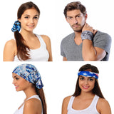 Neck Gaiter-Face Mask-Coolmax Bandana-Flowers Design White and Blue Color Sports Wear-Quality Gift Active Purpose Headwear Face Shield