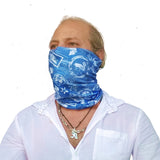 Neck Gaiter-Face Mask-Head Scarves-Headband-Barbados Design Blue Color Bandana-Hair Scarf-Quality Gift Headwear Face Shield