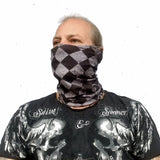 Neck Gaiter-Face Mask-Head Scarves-Headband-Checker Black Face Shield-Black Color-Hair Scarf-Bandana Headwear