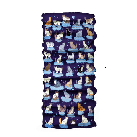 Neck Gaiter-Face Mask-Head Scarves-Headband-Moggy Cat Design-Blue Color Bandana-Quality Gift Headwear Face Shield