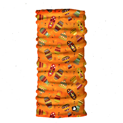 Neck Gaiter-Face Mask-Coolmax Bandana-African Ethnic Orange Color Sports Wear-Quality Gift Active Purpose Headwear Face Shield