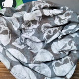 Neck Gaiter-Face Mask-Head Scarves-Headband-Skull Grunge-Gray and White Color Bandana-Quality Gift Headwear Face Shield