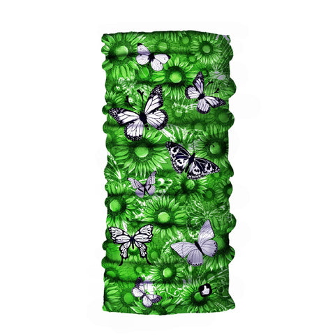 Neck Gaiter-Face Mask-Head Scarves-Headband-Mystic Butterfly Design Green Color Bandana-Quality Gift Headwear Face Shield
