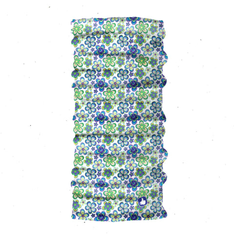 Neck Gaiter-Face Mask-Coolmax Bandana-Flowers Design White and Blue Color Sports Wear-Quality Gift Active Purpose Headwear Face Shield