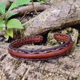 Plain Handcrafted Brown Genuine Vegetal Leather Bracelet-Unique Gift Unisex Fashion Jewelry Cuff
