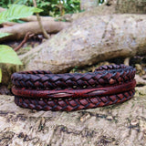 Boho Handcrafted Brown Genuine Vegetal Leather Bracelet-Unique Unisex Gift Fashion Jewelry Cuff