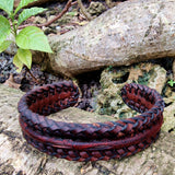 Boho Handcrafted Brown Genuine Vegetal Leather Bracelet-Unique Unisex Gift Fashion Jewelry Cuff