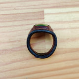 Handcrafted Brown Leather Ring with Green Agate Stone Setting -  Fashion Jewelery -  Men and Women -  Handmade Ring