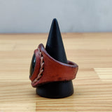 Handcrafted Brown Leather Ring with Black Agate Stone Setting -  Fashion Jewelery -  Men and Women -  Handmade Ring