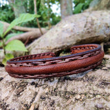 Plain Handcrafted Brown Genuine Vegetal Leather Bracelet-Unique Gift Unisex Fashion Jewelry Cuff